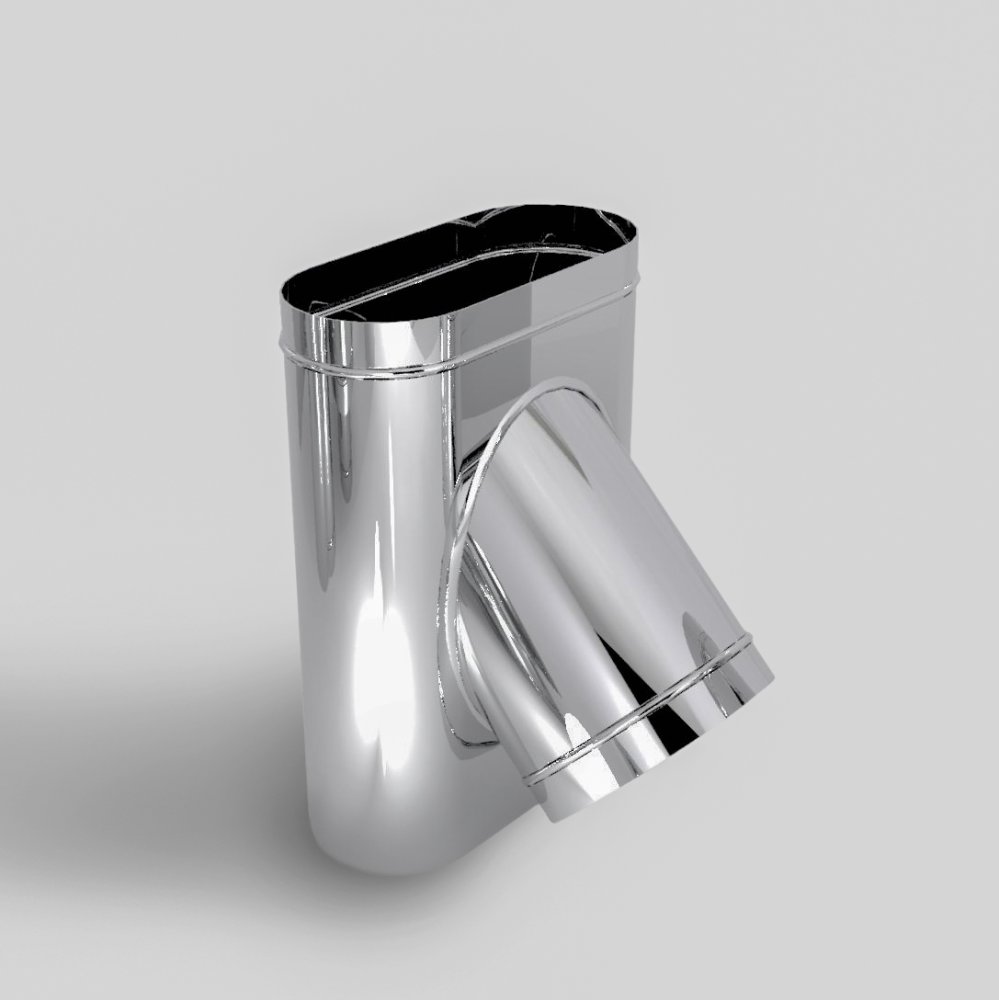 Тройник 45° овальный из нержавеющей стали для дымохода и вентиляции