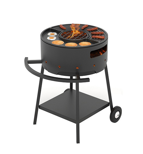 Мангал Везувий "Дачник" с чугунной плитой Gurman Ø 450 мм на подставке