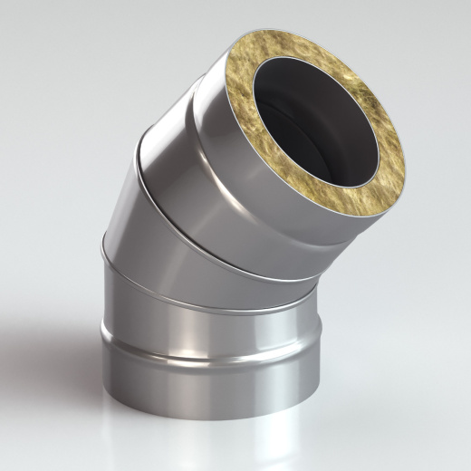 Отвод (колено) 45 ° сэндвич из нержавеющей стали для дымохода