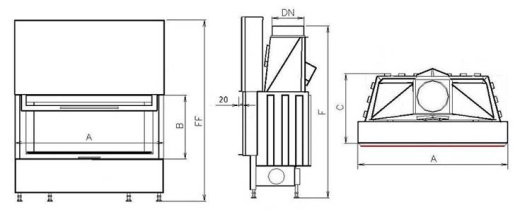 Каминная топка KOBOK Chopok L 73 VD 800/570 прямая с подъемом стекла