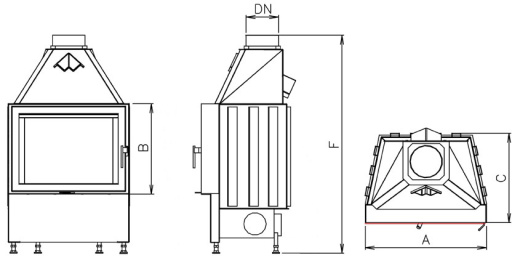 Каминная топка KOBOK Chopok L 78 LD 780/570 большое стекло черный шамот