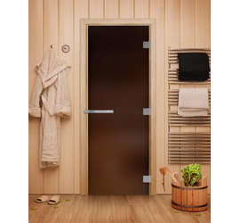 Стеклянная дверь для бани DoorWood «Эталон Матовая Бронза» 2000х800