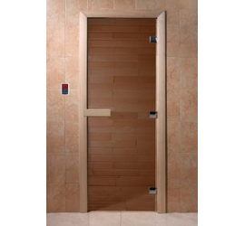 Стеклянная дверь для бани и сауны DoorWood «Теплый День» Бронза 1800х800