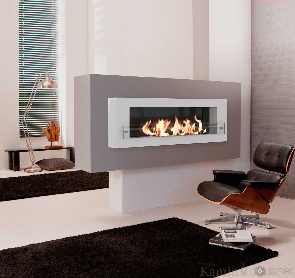 Биокамин ZeFire Orion 1200 белый со стемалитом и стеклом