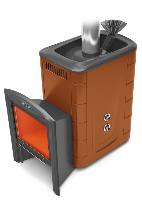 Печь для бани TMF Гейзер 2014 Inox Витра ЗК ТО, терракота