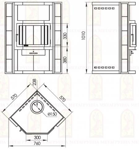 Печь-камин Метабел АОТ 9.0-04 (в модификации "Амур")