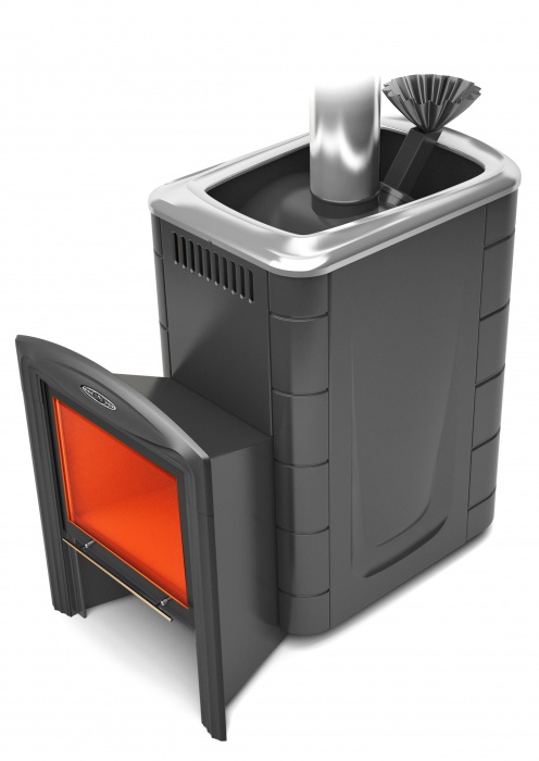 Печь для бани TMF Гейзер 2014 Inox Витра ЗК, антрацит