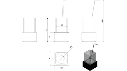 Биокамин настольный Kratki Tango 1